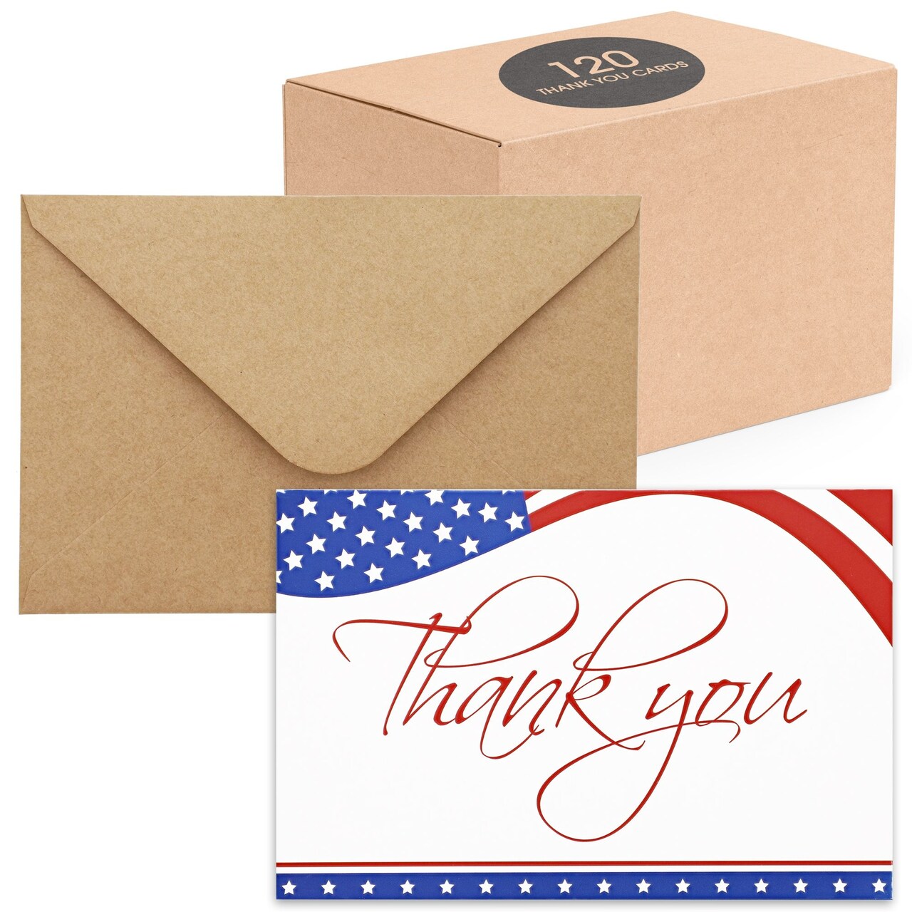 120 Pack 4x6-inch Bulk Patriotic Thank You Cards with Envelopes for Veterans Day and 4th of July - American Flag Appreciation Gift Notes